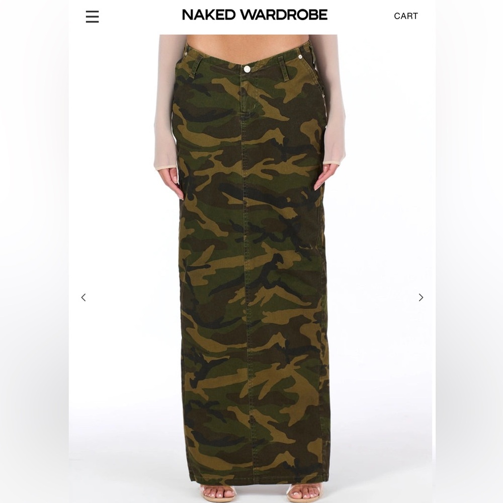 Naked Wardrobe Camo Maxi Skirt